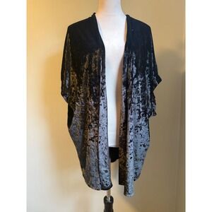 Victoria's Secret Black crushed Velvet Kimono Cardigan Shawl Wrap XS S bh whimsi